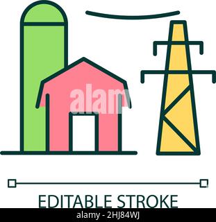 Countryside electrification RGB color icon Stock Vector