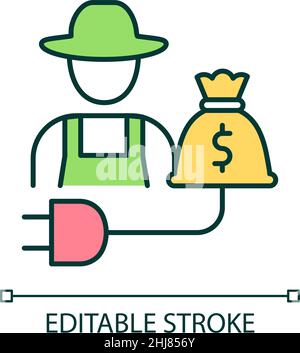 Grid connected farm RGB color icon Stock Vector