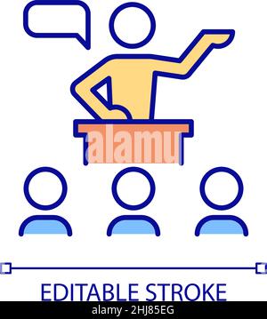 Public speaking skills RGB color icon Stock Vector