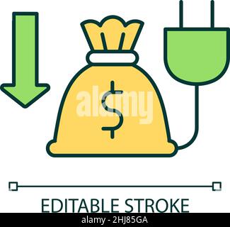 Less expensive electricity RGB color icon Stock Vector