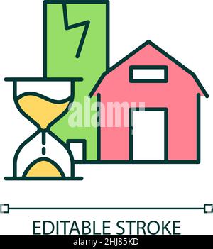 Aging infrastructure RGB color icon Stock Vector