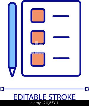 Voting ballot with pen RGB color icon Stock Vector