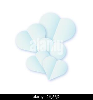 Blue heart icons are collected as balloons on a white isolated background. Like heart for social networks. Stock Vector