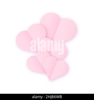 Pink heart icons are collected as balloons on a white isolated background. Like heart for social networks. Stock Vector