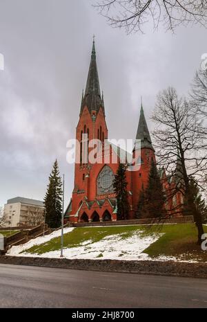 Red brick Lutheran Church of St. Michael in Turku, Finland Stock Photo