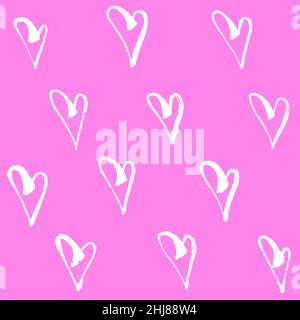 Hearts seamless pattern on pink Valentines day  Stock Vector