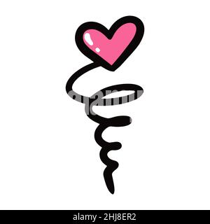 Pink heart on a spring. Vector illustration. Valentines Day design element Stock Vector