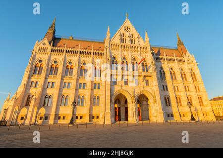 Hungarian Parliament Building in Budapest, Hungary Stock Photo