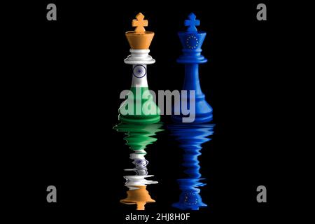 EU Chess King 3D Render Of Chess King With European Union Flag