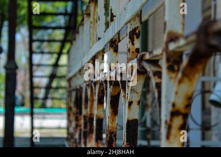 rusty railing in kiev, ukraine Stock Photo