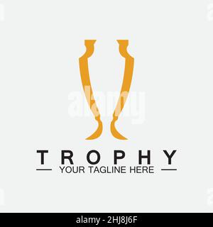 Trophy vector logo icon.champions  trophy logo icon for winner award logo template Stock Vector