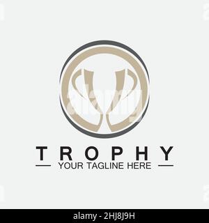 Trophy vector logo icon.champions  trophy logo icon for winner award logo template Stock Vector