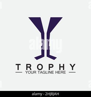 Trophy vector logo icon.champions  trophy logo icon for winner award logo template Stock Vector