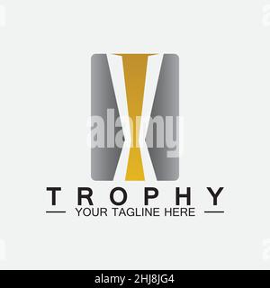 Trophy vector logo icon.champions  trophy logo icon for winner award logo template Stock Vector