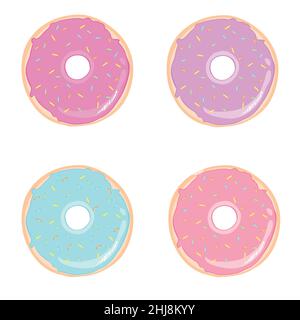 Donut set isolated for your design. Vector color illustration Stock Vector