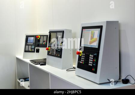Computer menu for managing modern industrial metalworking CNC machine tools Stock Photo