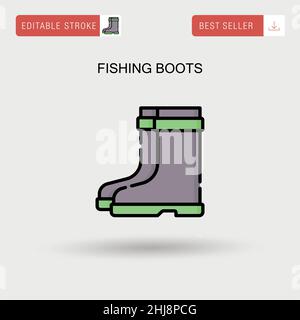 Fishing boots Simple vector icon. Stock Vector