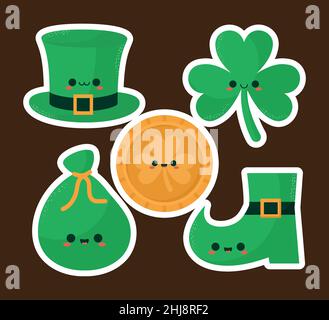 five st patricks day icons Stock Vector