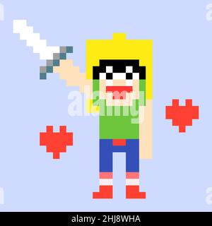 Warrior character pixel art illustration Stock Photo - Alamy