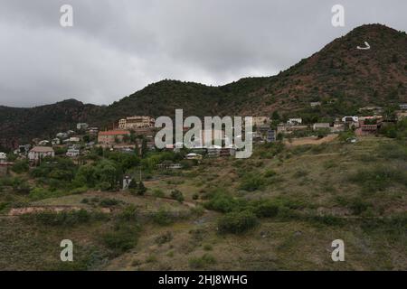 Overlooking the Arizona town of Jerome and Cleopatra Hill in the USA. Stock Photo