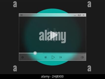 glass morphism video player template Stock Vector