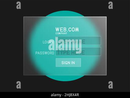 glassmorphism sign in login password template Stock Vector