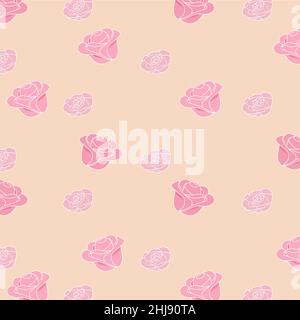 cute pastel pink rose pattern background, seamless vector,rose background Stock Vector