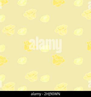 cute pastel yellow rose pattern background Stock Vector