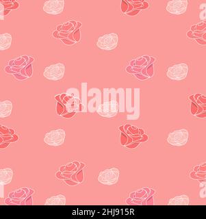 cute pastel red rose pattern background, valentine background Stock Vector