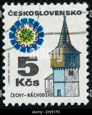 POLTAVA, UKRAINE - January 27, 2022. Vintage stamp printed in Czechoslovakia circa 1972 shows Regional Buildings Stock Photo