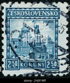 POLTAVA, UKRAINE - January 27, 2022. Vintage stamp printed in Czechoslovakia circa 1926 shows Castle Stock Photo