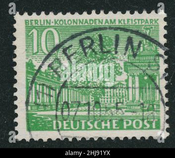 POLTAVA, UKRAINE - January 27, 2022. Vintage stamp printed in Germany circa 1949 shows Berlin Buildings Stock Photo