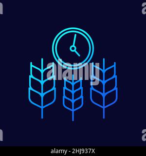 crops and time, agriculture line icon Stock Vector