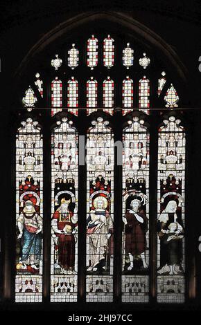 A stained glass window by Heaton, Butler & Bayne (1876) depicting Biblical Characters, St Peter & St Paul Church, Lingfield, Surrey