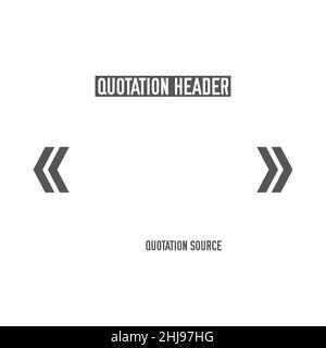 Quotation header, angle quotes, guillemets, latin quotation marks, or french quotation marks. Flat vector illustration isolated on white background. Stock Vector