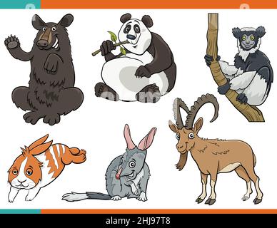Cartoon illustration of funny animals comic characters set Stock Vector