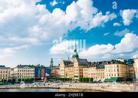 Scenic summer scenery of the Old Town in Stockholm, Sweden Stock Photo