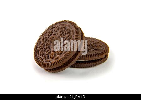 Chocolate chip cookies isolated on white Stock Photo