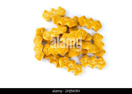 Crackers with poppy seeds isolated on white Stock Photo