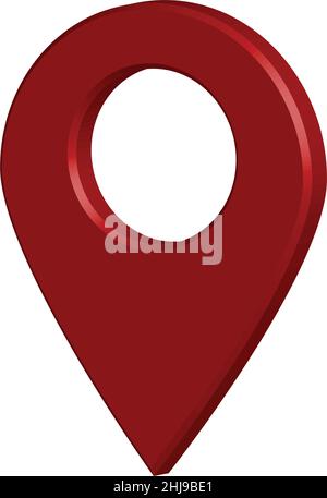 Red map pointer pin, 3d icon isolated on white - vector Stock Vector