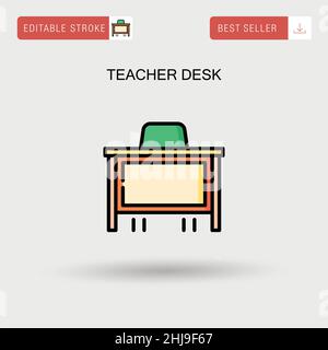 Teacher desk Simple vector icon. Stock Vector