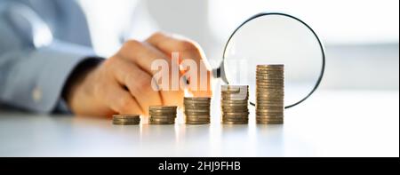 Auditor Examining Business Fraud And Money Savings Stock Photo
