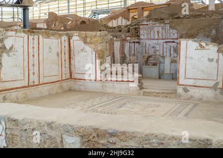 Interior view of the Terrace Houses at Ephesus ancient city showing how the wealthy lived during the Roman period in Selcuk, Izmir, Turkey. Stock Photo