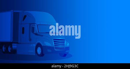 Semi truck with gradient blue background Stock Photo