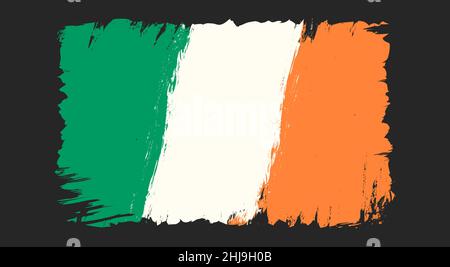 Vector vintage Irish flag. Vector illustration of old flag of Ireland in grunge style. Stock Vector