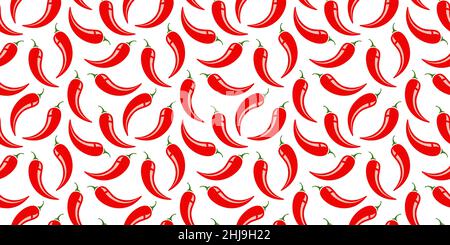 Vector seamless pattern of chilli pattern. Vector pattern with hot chili pattern. Stock Vector