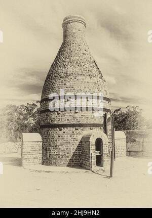 The image is of the replica theme park  of Old Sydney Town as it was in the 17th century being a popular tourist attraction, with this image showing a pottery kiln Stock Photo