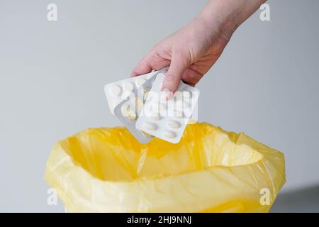 Hand Throwing Pills Away. Health Concept Stock Photo, Picture and Royalty  Free Image. Image 72740848.