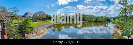 Panorama of the Morikami Japanese Gardens - Delray Beach, Florida, USA Stock Photo