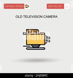 Old television camera Simple vector icon. Stock Vector